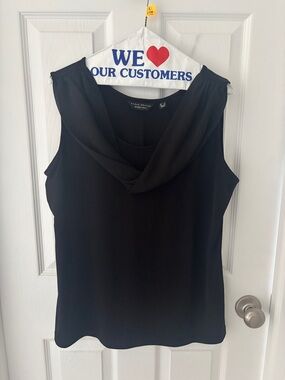 Black Sleeveless Cowl Neck Top by Susan Graver